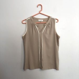 Calvin Klein Tan Sleeveless Blouse